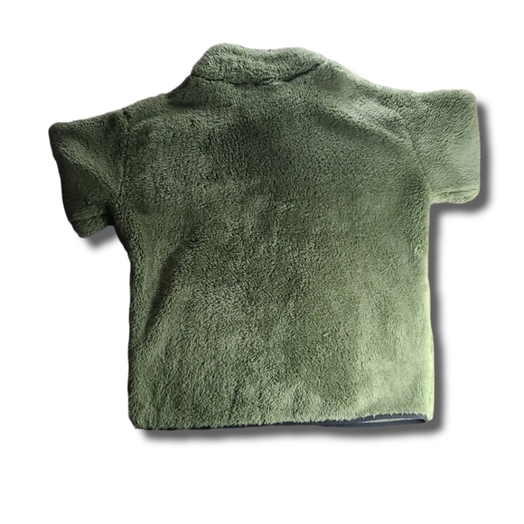 𝅺vs PINK Olive Green Full-Zip Teddy Sherpa Jacket - Picture 2 of 3